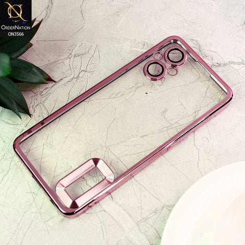 Oppo Reno 7Z 5G Cover  - Rose Gold - Electroplating Borders Logo Hole Camera Lens Protection Soft Silicone Case