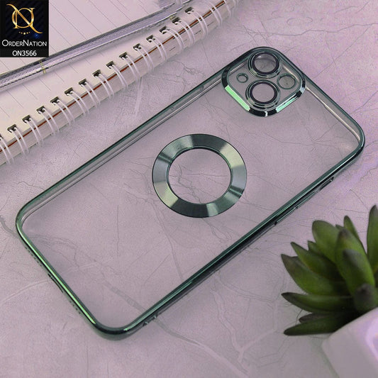 iPhone 14 Cover - Green - Electroplating Borders Logo Hole Camera Lens Protection Soft Silicone Case