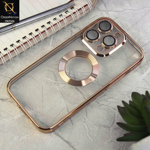 iPhone 14 Pro Cover - Golden - Electroplating Borders Logo Hole Camera Lens Protection Soft Silicone Case