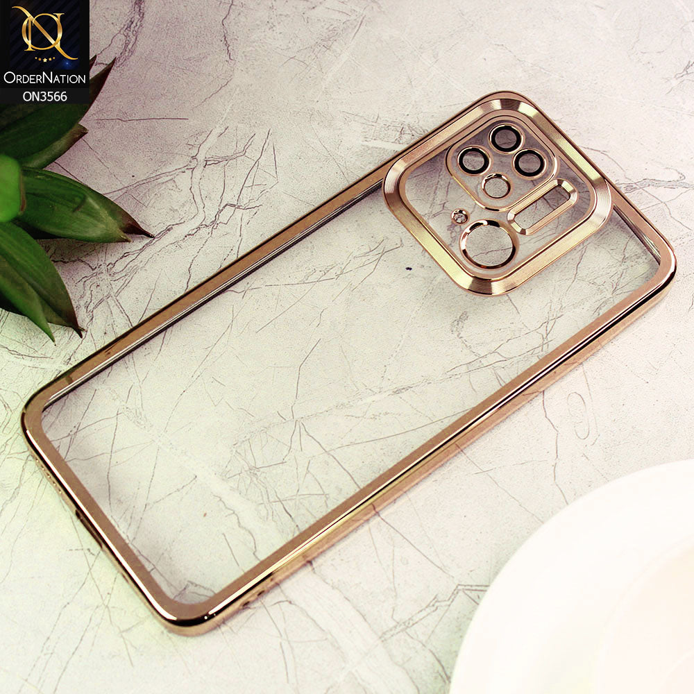 Xiaomi Redmi 10C Cover  - Golden - Electroplating Borders Logo Hole Camera Lens Protection Soft Silicone Case