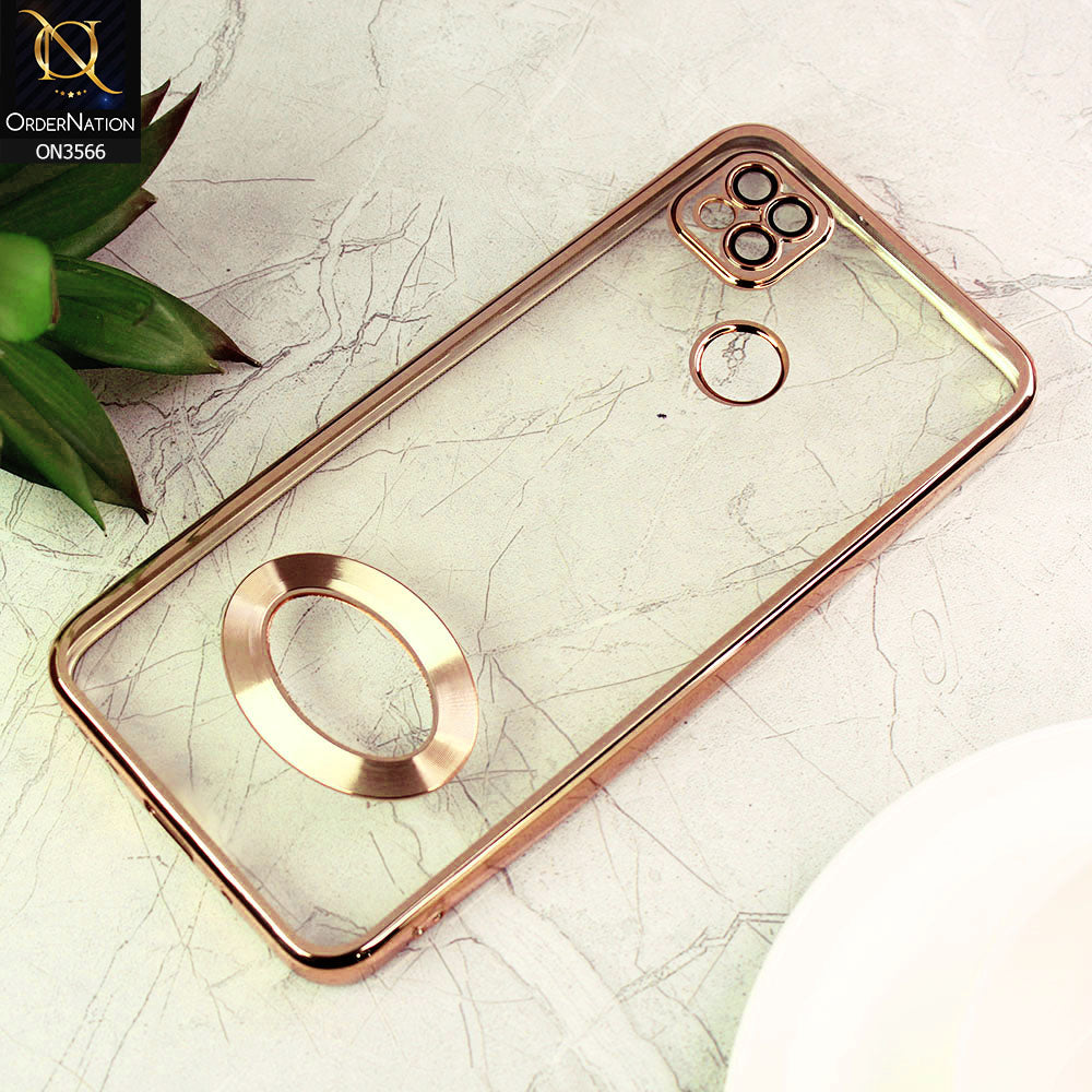 Xiaomi Redmi 10A Cover  - Golden - Electroplating Borders Logo Hole Camera Lens Protection Soft Silicone Case