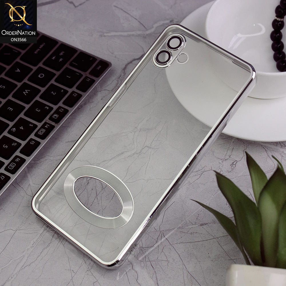 Samsung Galaxy M13 5G Cover - Silver - Electroplating Borders Logo Hole Camera Lens Protection Soft Silicone Case