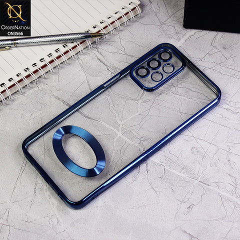 Samsung Galaxy A23 5G Cover - Blue - Electroplating Borders Logo Hole Camera Lens Protection Soft Silicone Case