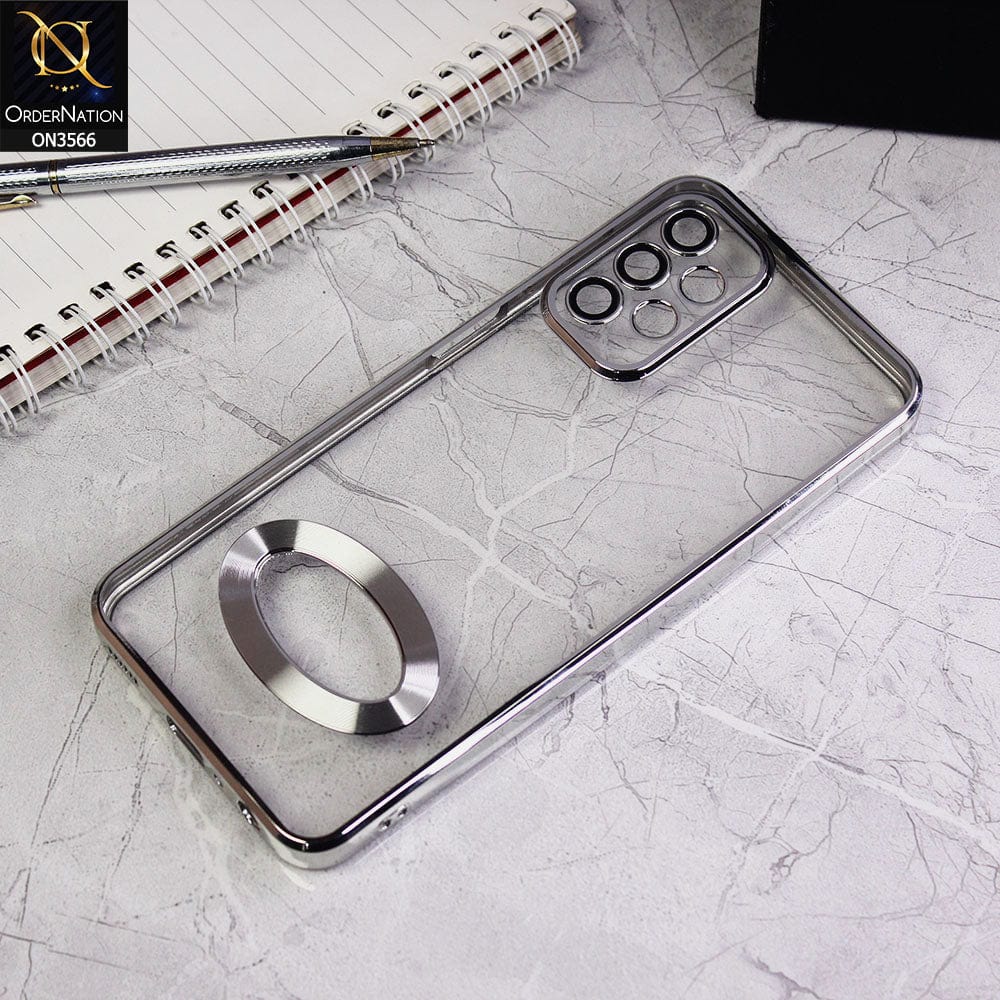 Samsung Galaxy A23 5G Cover - Silver - Electroplating Borders Logo Hole Camera Lens Protection Soft Silicone Case