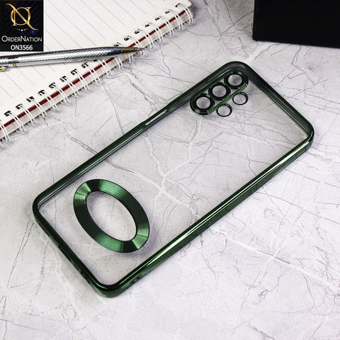 Samsung Galaxy A32 Cover - Green - Electroplating Borders Logo Hole Camera Lens Protection Soft Silicone Case