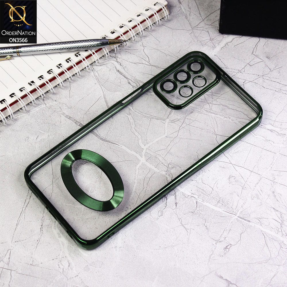 Samsung Galaxy A73 5G Cover - Green - Electroplating Borders Logo Hole Camera Lens Protection Soft Silicone Case