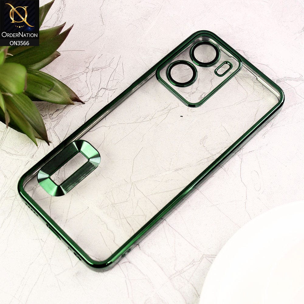 vivo Y02s Cover  - Green - Electroplating Borders Logo Hole Camera Lens Protection Soft Silicone Case