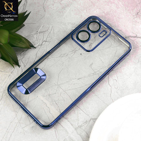 vivo Y02s Cover  - Sierra Blue - Electroplating Borders Logo Hole Camera Lens Protection Soft Silicone Case