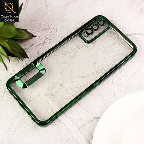 Vivo Y20s Cover  - Green - Electroplating Borders Logo Hole Camera Lens Protection Soft Silicone Case