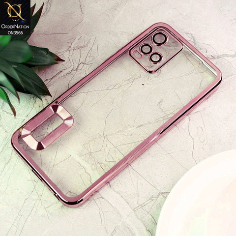 Vivo Y21G Cover  - Rose Gold - Electroplating Borders Logo Hole Camera Lens Protection Soft Silicone Case