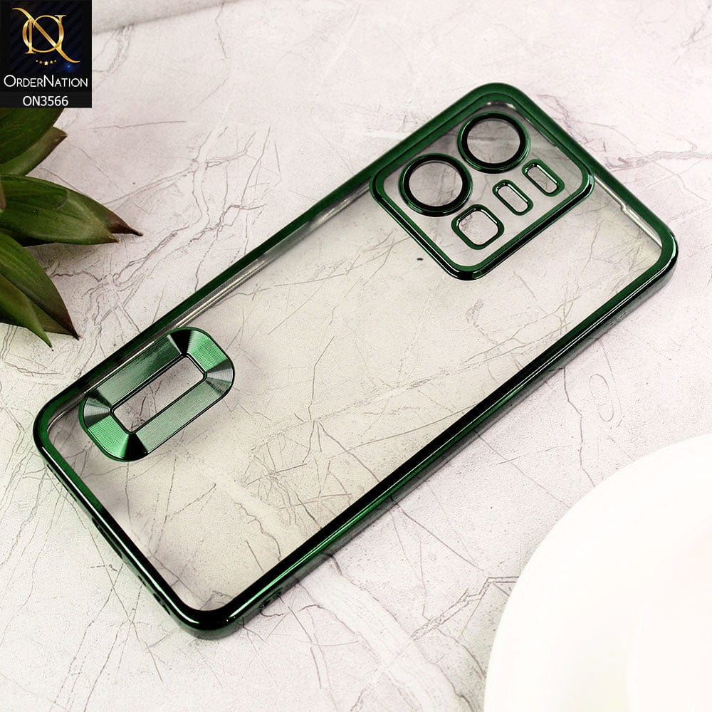 Vivo Y22 Cover  - Green - Electroplating Borders Logo Hole Camera Lens Protection Soft Silicone Case