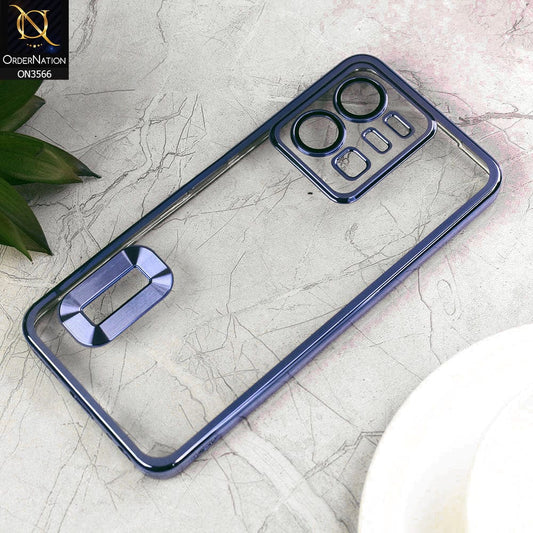 Vivo Y22 Cover  - Sierra Blue - Electroplating Borders Logo Hole Camera Lens Protection Soft Silicone Case