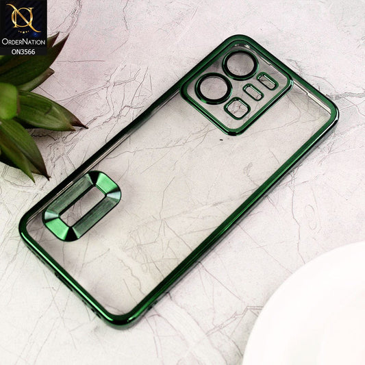 vivo Y35 4G Cover  - Green - Electroplating Borders Logo Hole Camera Lens Protection Soft Silicone Case