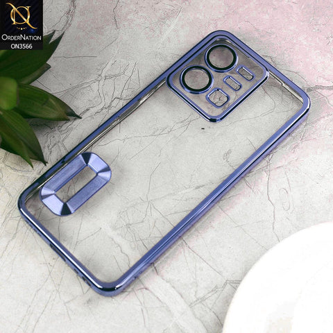 vivo Y35 4G Cover  - Sierra Blue - Electroplating Borders Logo Hole Camera Lens Protection Soft Silicone Case