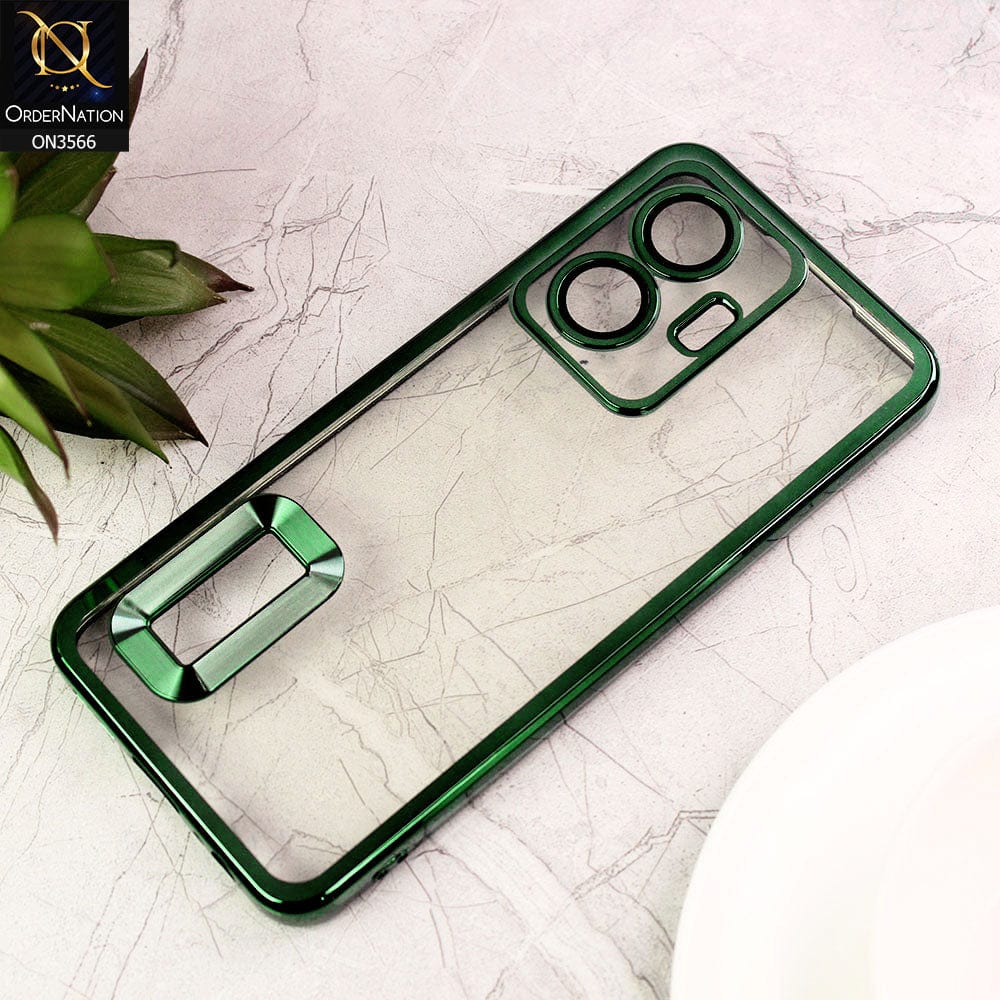 Vivo Y55 4G Cover  - Green - Electroplating Borders Logo Hole Camera Lens Protection Soft Silicone Case