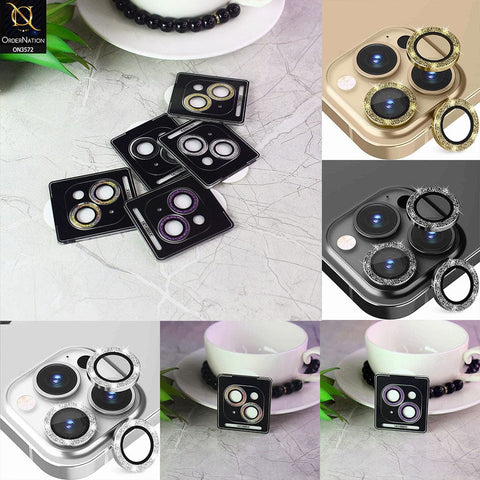 iPhone 14 Protector - Black - New Style Metal Glitter Camera Lens Scratch-Resistant Glass Protector