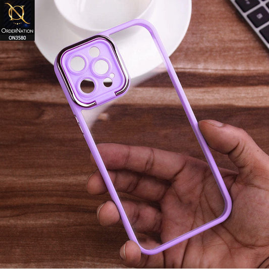 iPhone 12 Pro Max Cover  - Purple - New Trendy Colour Soft Borders Transparent Back With Electroplating Ring Camera protection Case