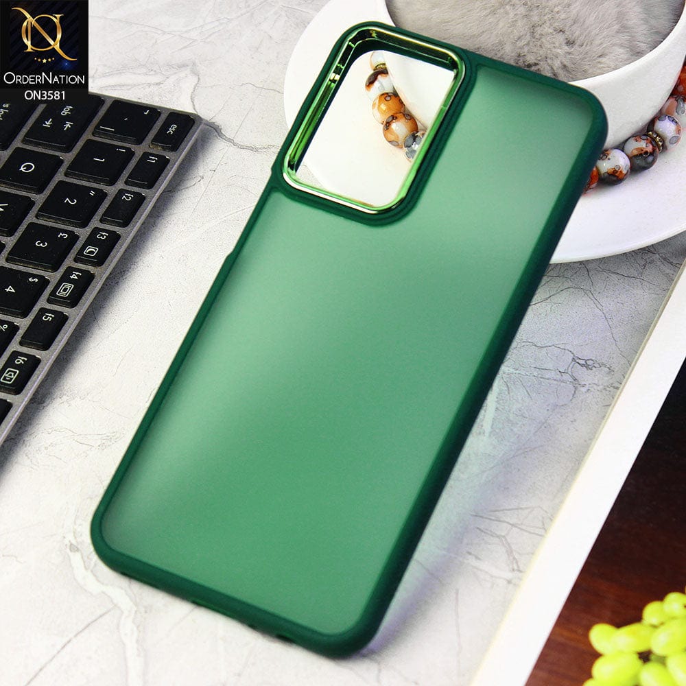 Samsung Galaxy A23 Cover - Green -  Trendy Electroplating Camera Shiny Borders Crash Resistant Pc+Tpu Protective Case