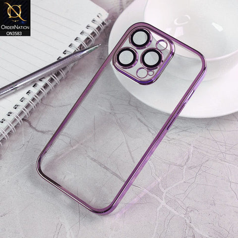 iPhone 14 Pro Cover  - Light Purple - Color Borders Camera Protection Clear Back Case