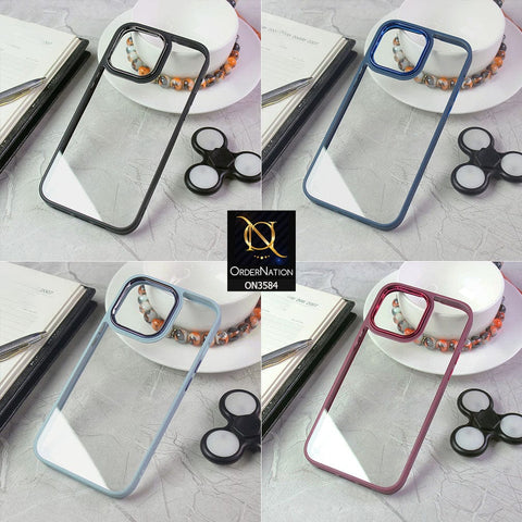 iPhone 13 Pro Cover - Blue - Trendy Electroplating Camera Shiny Borders Crash Resistant Pc + Tpu Protection Case