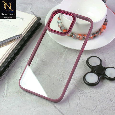 iPhone 14 Pro Cover - Magenta - Trendy Electroplating Camera Shiny Borders Crash Resistant Pc + Tpu Protection Case