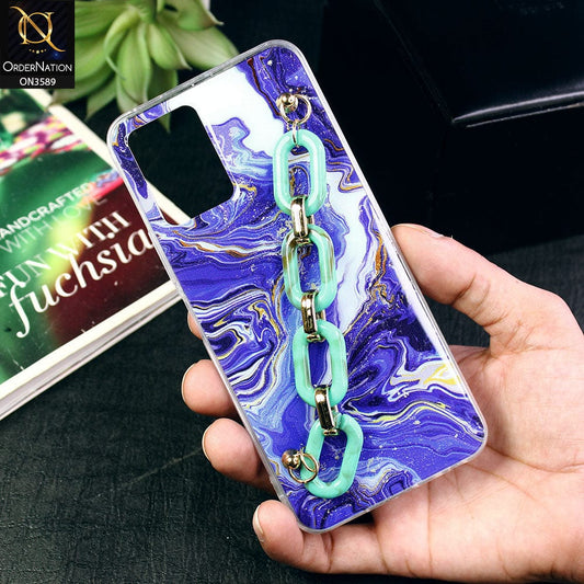 Samsung Galaxy A53 5G Cover - Purple - Trendy Marble Waves Texture Soft Tpu Case with Chain Holder