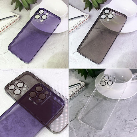 iPhone 14 Pro Cover - Purple - Soft Silicone Transparent Clear Case  with Camera Lense Protection