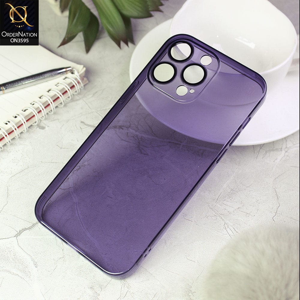 iPhone 14 Pro Cover - Purple - Soft Silicone Transparent Clear Case  with Camera Lense Protection