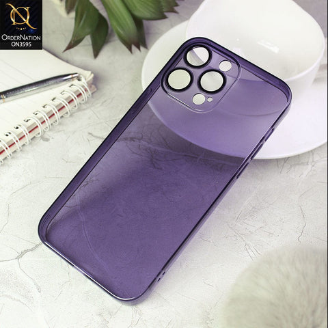 iPhone 14 Pro Cover - Purple - Soft Silicone Transparent Clear Case  with Camera Lense Protection