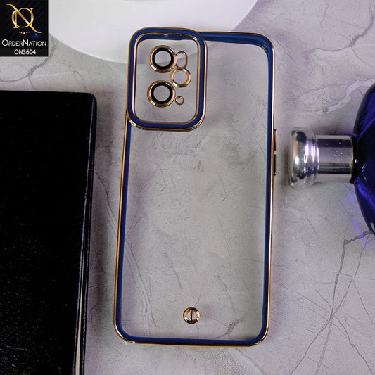 Oppo A76 Cover - Blue - New Electroplated Side Borders Camera And Lense Protection Case