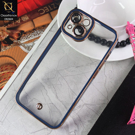 iPhone 14 Cover - Dark Blue - New Electroplated Side Borders Camera And Lense Protection Case