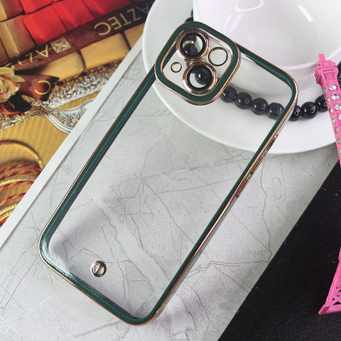 iPhone 14 Cover - Green - New Electroplated Side Borders Camera And Lense Protection Case