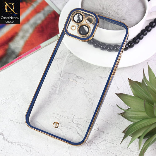 iPhone 14 Plus Cover - Blue - New Electroplated Side Borders Camera And Lense Protection Case