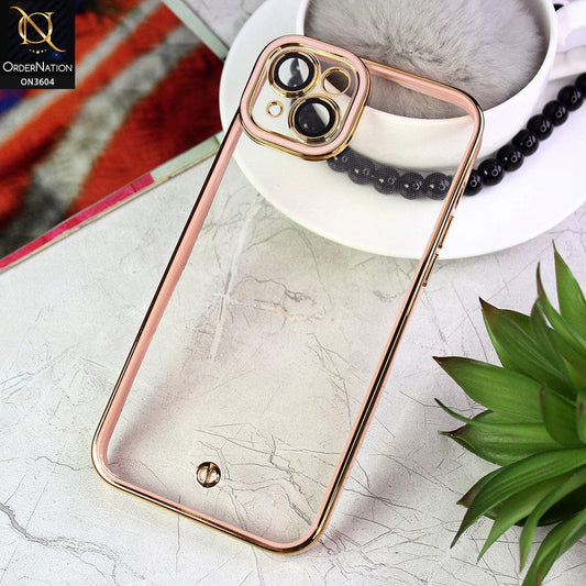 iPhone 14 Plus Cover - Pink - New Electroplated Side Borders Camera And Lense Protection Case