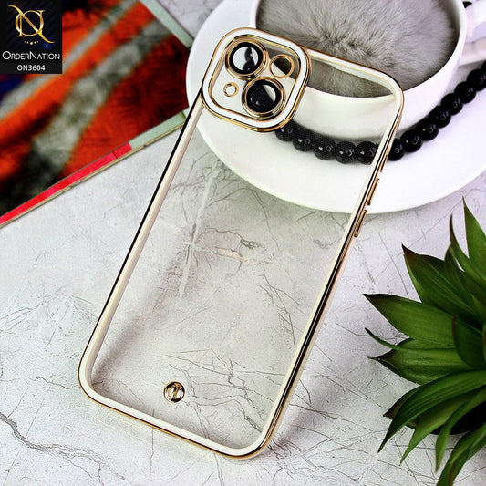 iPhone 14 Plus Cover - White - New Electroplated Side Borders Camera And Lense Protection Case