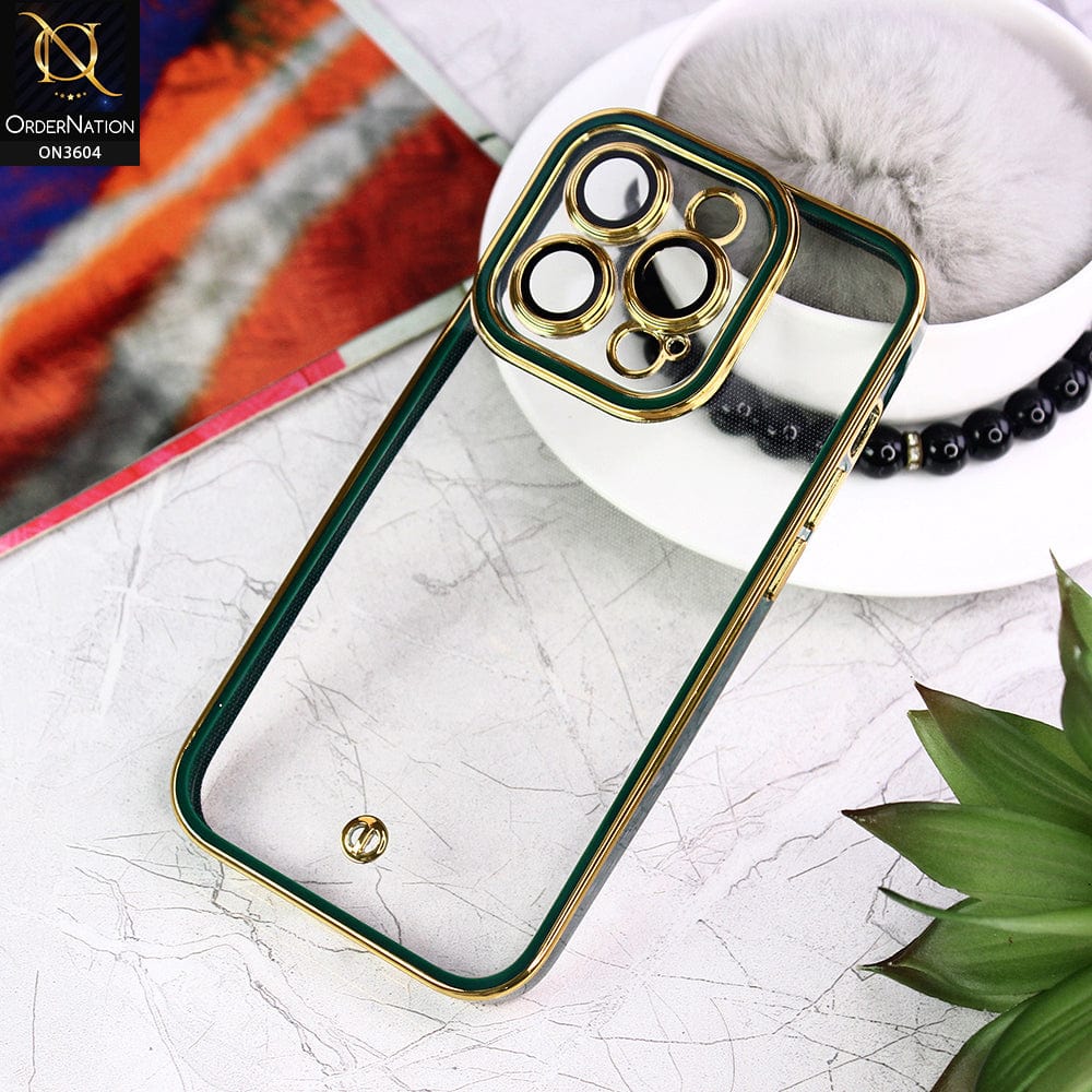 iPhone 14 Pro Max Cover - Green - New Electroplated Side Borders Camera And Lense Protection Case