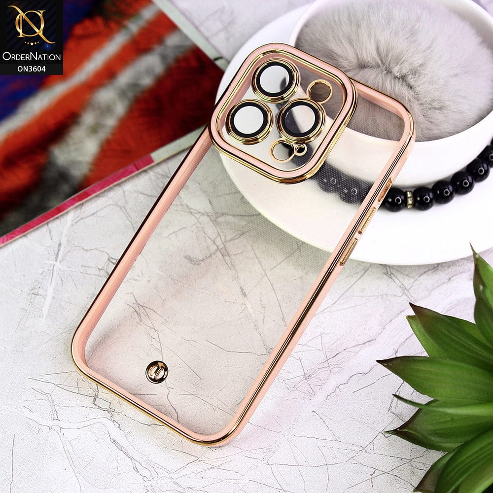 iPhone 14 Pro Max Cover - Pink - New Electroplated Side Borders Camera And Lense Protection Case