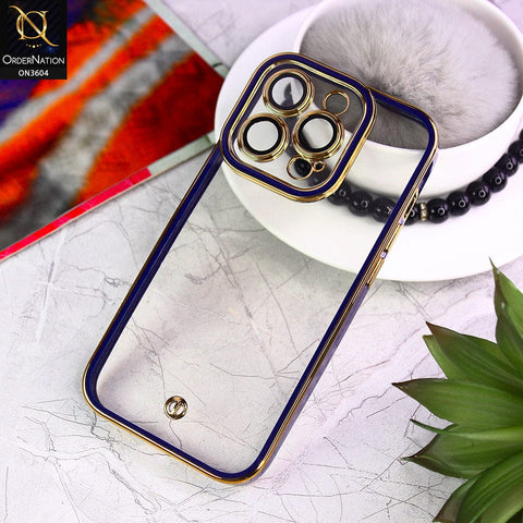 iPhone 14 Pro Cover - Blue - New Electroplated Side Borders Camera And Lense Protection Case