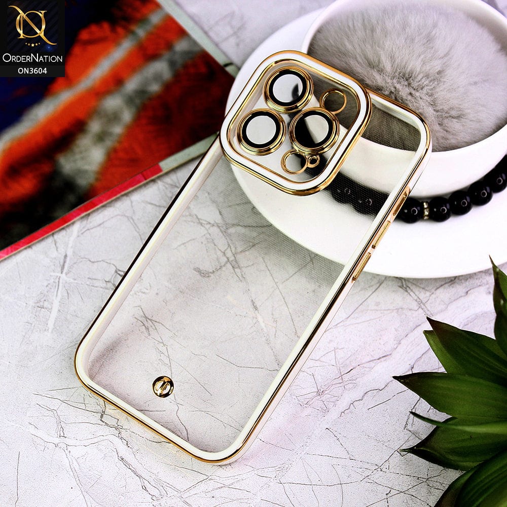 iPhone 14 Pro Cover - White - New Electroplated Side Borders Camera And Lense Protection Case