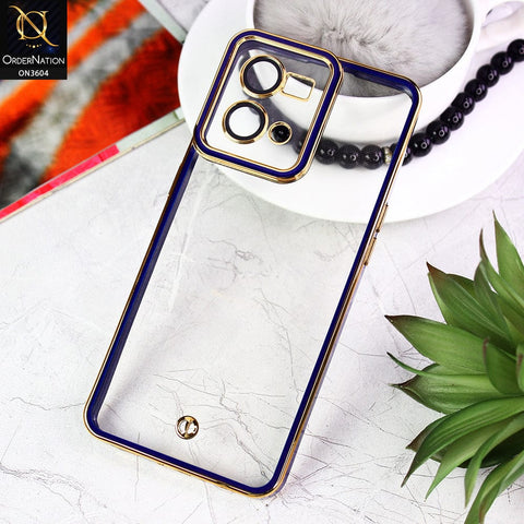 Oppo Reno 7 4G Cover - Blue - New Electroplated Side Borders Camera And Lense Protection Case