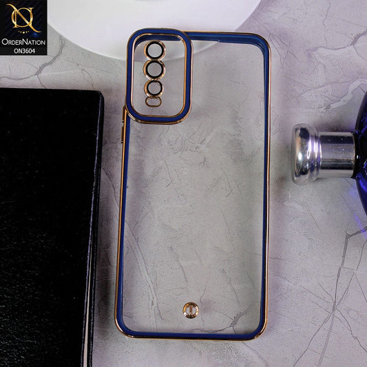 Vivo Y20i Cover - Blue - New Electroplated Side Borders Camera And Lense Protection Case