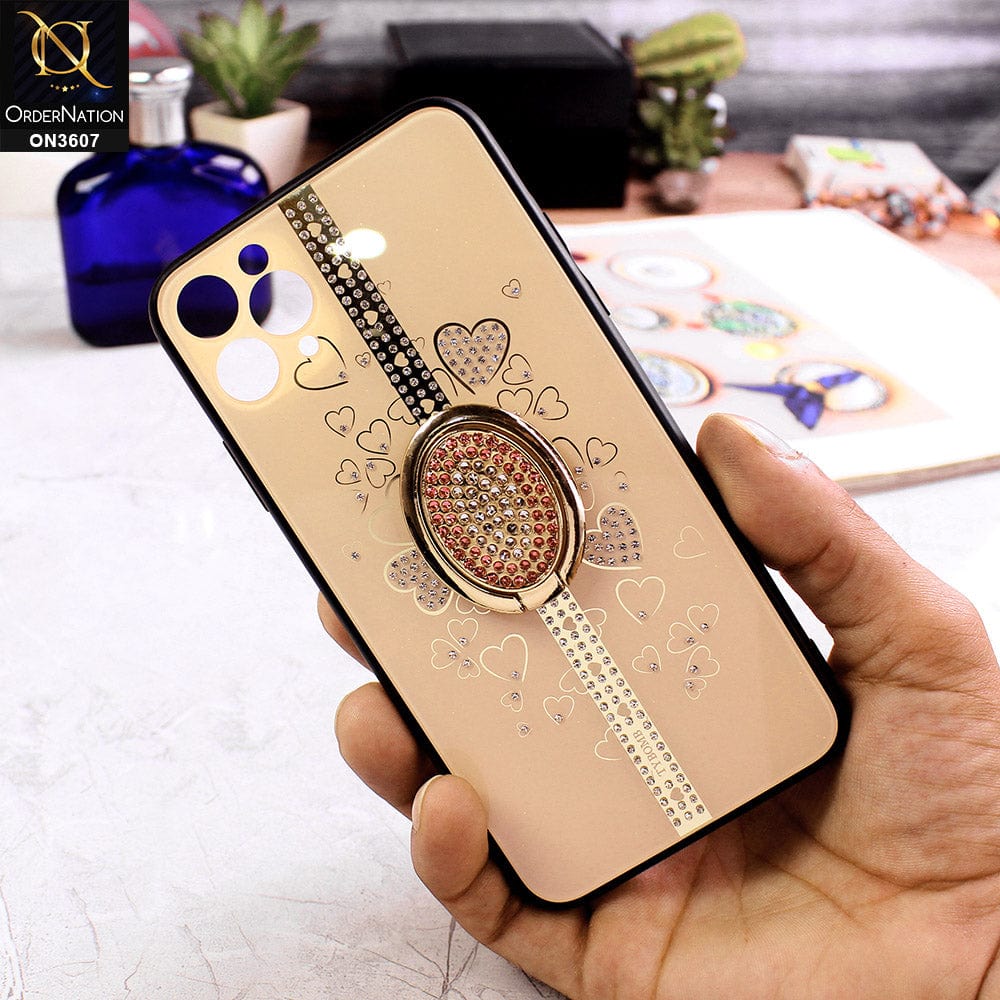 iPhone 11 Pro Max Cover - Design 2 - Trendy Bling Diamond Soft Borders Fency Tempared Glass Case