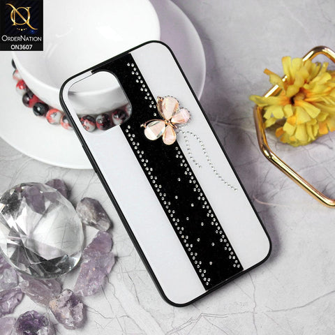 iPhone 12 Cover - Design 1 - Trendy Bling Diamond Soft Borders Fency Tempared Glass Case