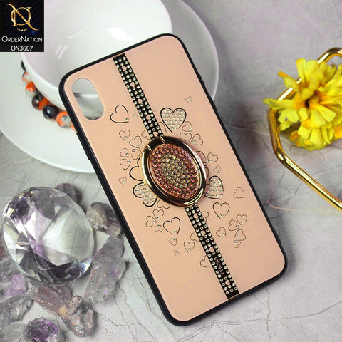 iPhone XS Max Cover - Design 2 - Trendy Bling Diamond Soft Borders Fency Tempared Glass Case