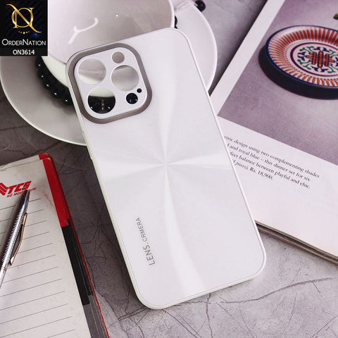iPhone 14 Pro Cover - White - Radiant Diamond Ray Reflective Aluminum Furnish Soft Borders Cases