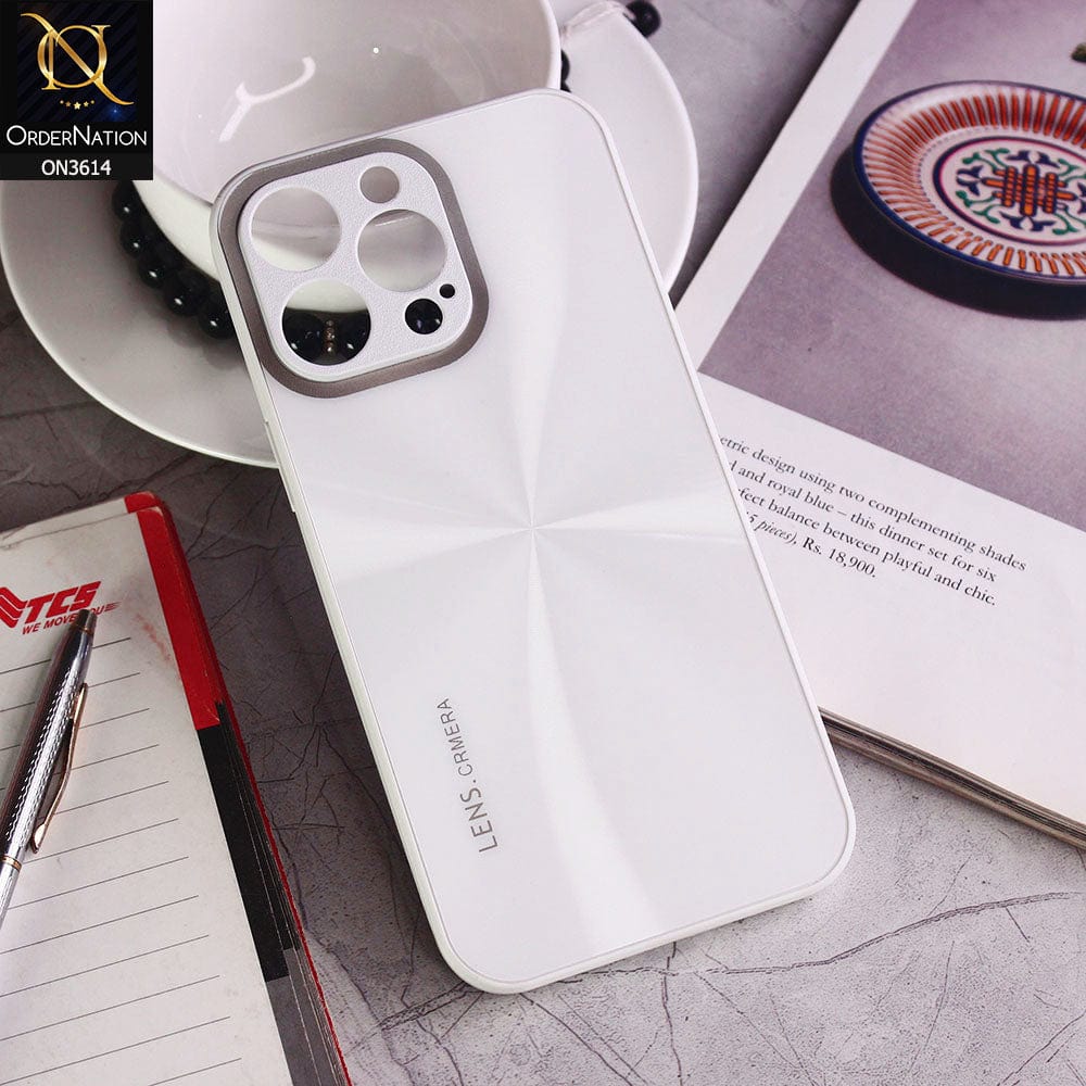 iPhone 14 Pro Max Cover - White - Radiant Diamond Ray Reflective Aluminum Furnish Soft Borders Cases
