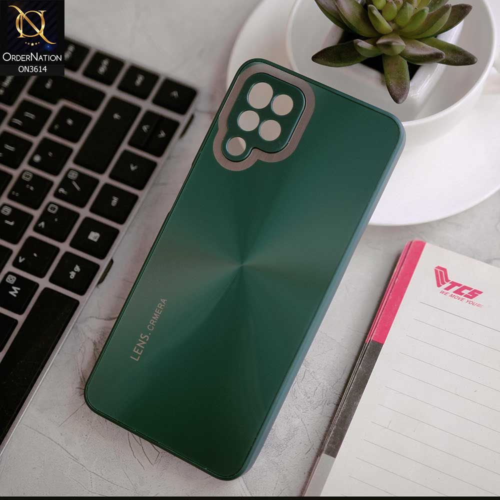 Samsung Galaxy A12 Cover - Green -  Radiant Diamond Ray Reflective Aluminum Furnish Soft Borders Cases