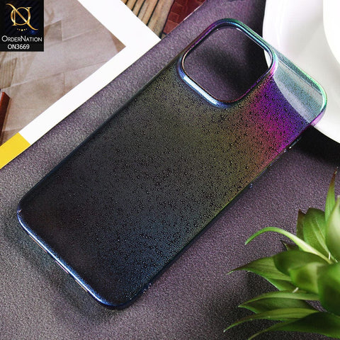 iPhone 13 Pro Max Cover  - Black - Rainbow Dew Drops Ultra Thin Semi Transparent Back Hard Shell Case