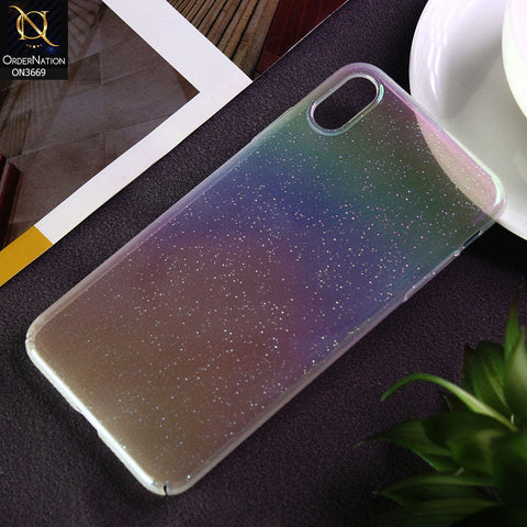 iPhone XS / X Cover  - White - Rainbow Dew Drops Ultra Thin Semi Transparent Back Hard Shell Case