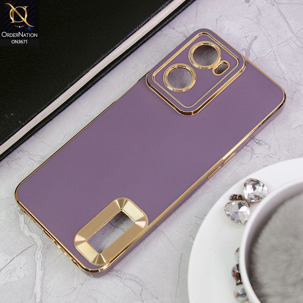 Oppo A57e Cover - Mauve -All New Electroplating Borders With Logo Hole Protective Soft Silicon Case